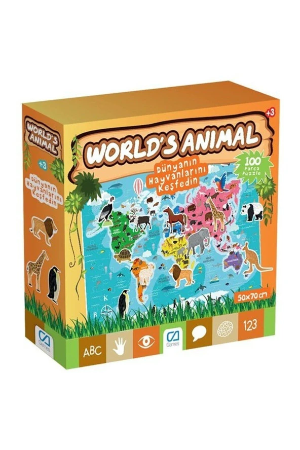 Ca Games Worlds Animal 100 Parça Çocuk Puzzle ürün görseli
