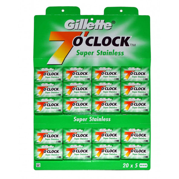 Gillette 7 O'Clock Super Stainless Tıraş Bıçağı 1 Kartela / 100 Adet Jilet - 2