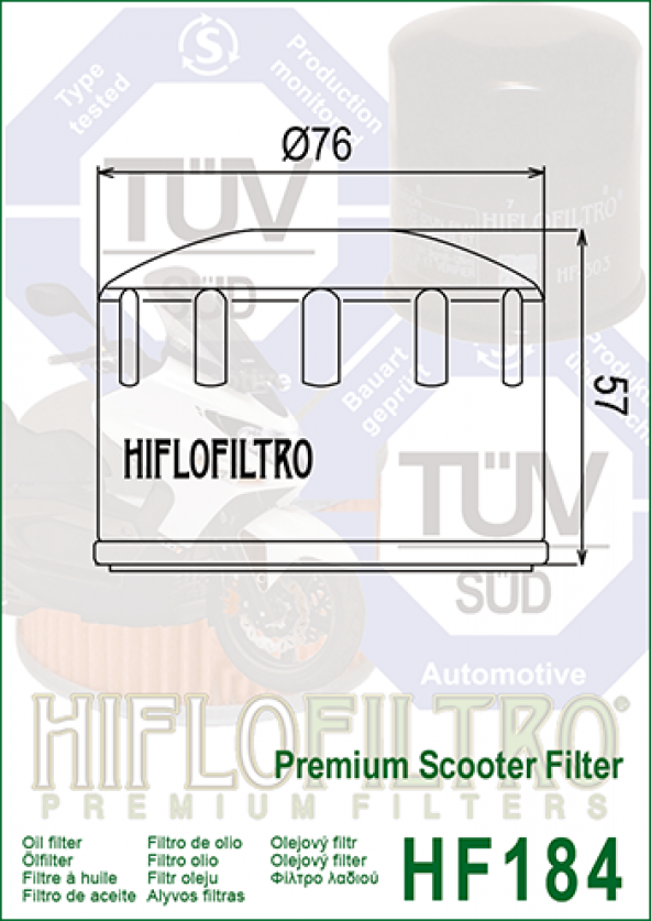 Hf184 2003-2014 Piaggio Beverly 500 Hıflo Yağ Filtresi - 1