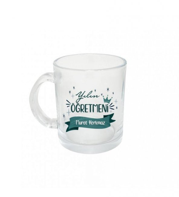 Kişiye Özel Öğretmenler Günü Yılın Öğretmeni Baskılı Şeffaf Cam Kupa Bardak HK2326 - Resim 3