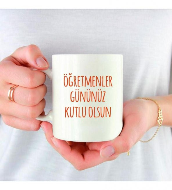 Kişiye Özel Öğretmenler Günü En Güzel Öğretmen Baskılı Porselen Beyaz Kupa Bardak HK2320 - Resim 2