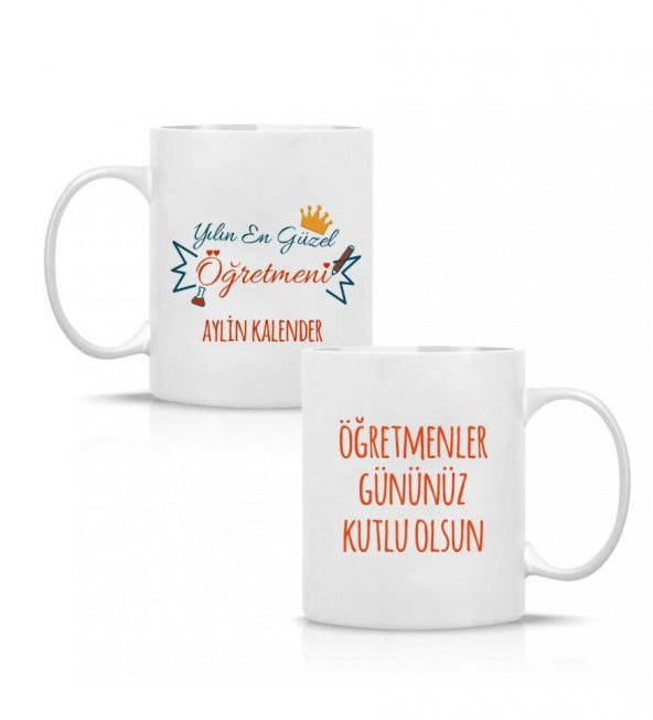 Kişiye Özel Öğretmenler Günü En Güzel Öğretmen Baskılı Porselen Beyaz Kupa Bardak HK2320 - Resim 3