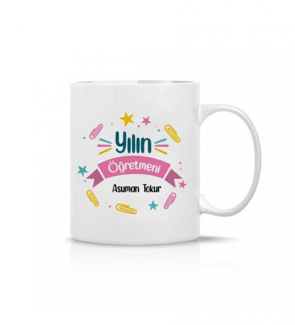 Kişiye Özel Öğretmenler Günü Yılın Öğretmeni Baskılı Porselen Beyaz Kupa Bardak HK2318 - Resim 4