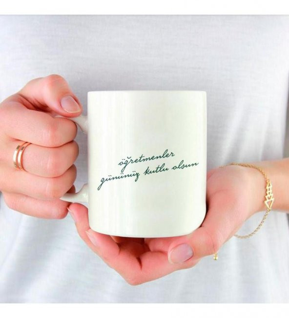 Kişiye Özel Öğretmenler Günü Yılın Öğretmeni Baskılı Porselen Beyaz Kupa Bardak HK2316 - Resim 2