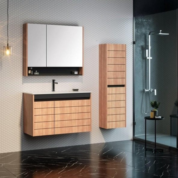 Orka Ricato 80 cm MDF MorganaKiraz Banyo Dolabı Takımı Boy Dolabı