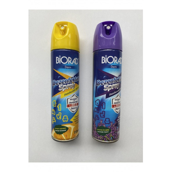 BİORAD Lavanta Ve Limon Kokulu Ortam Dezenfektanları Oda Kokusu Sprey 150 Ml X 2 Adet