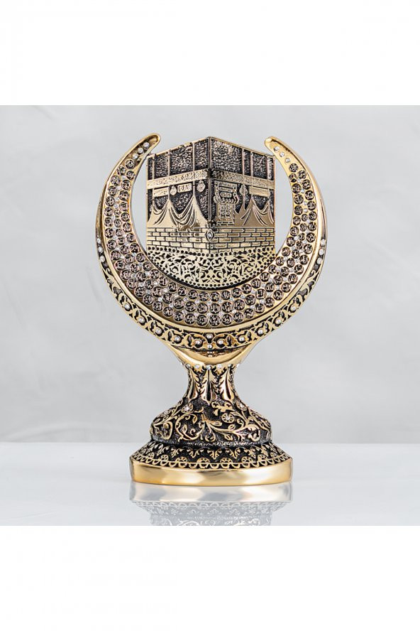 YAĞMUR CAN Hilal Esmaül Hüsna Kabe Motifli Altın Renk Ebat: 17 x 25 - 1