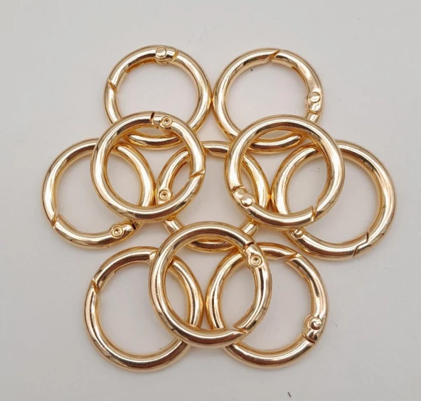 Angel Çanta Aksesuar 10Lu 2 Cm Light Gold Renk Yaylı Halka Örgü Çanta İçin