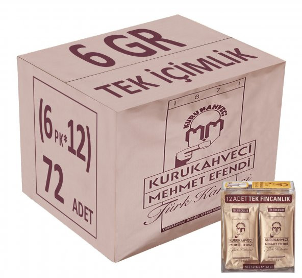 Mehmet Efendi Kurukahveci Türk Kahvesi 6GR Tek Fincanlık (72 Li Set) (6PK*12)