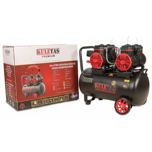 Kuletaş Premium 50 Litre Sessiz Yağsız Hava Kompresör4 Hp (İtalyan Tasarım)