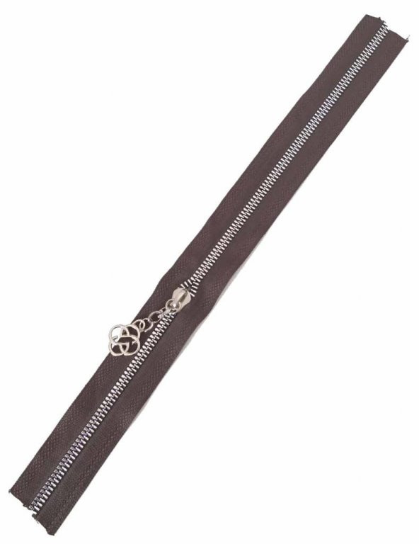 Angel Çanta Aksesuar Başlıklı Fermuar 40 Cm Gümüş Metal Koyu Kahve