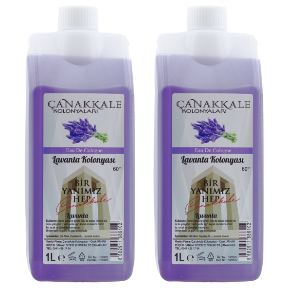 2 Adet  Lavanta Kolonyası - Litrelik -(BİDON) Korumalı Kapak - Yeni Model - 2