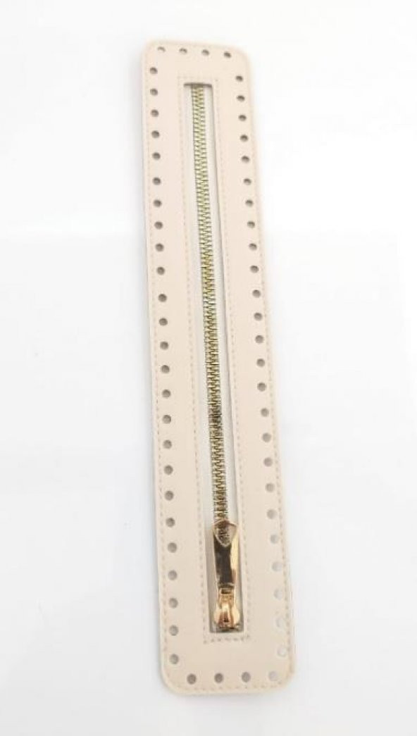 Angel Çanta Aksesuar Derili Fermuar Yeni Model Krem 30 Cm Light Gold ürün görseli