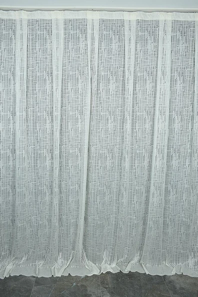 KARELİ MODEL KREM RENK TEK KANAT Hazır dikilmiş Pileli Fon Perde 300*260 cm - Resim 2