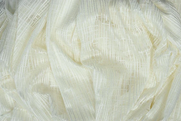 KARELİ MODEL KREM RENK TEK KANAT Hazır dikilmiş Pileli Fon Perde 300*260 cm - Resim 8