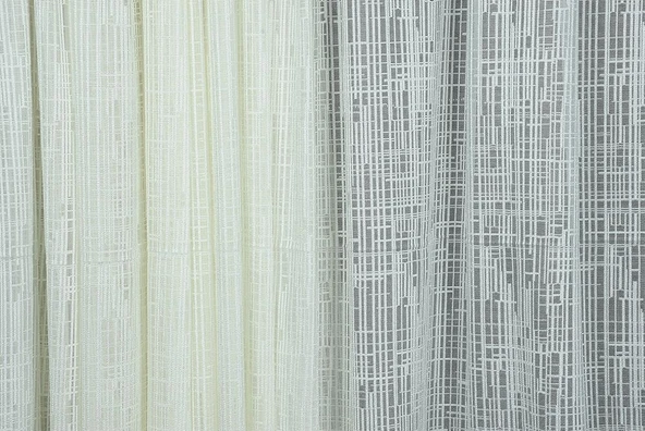 KARELİ MODEL KREM RENK TEK KANAT Hazır dikilmiş Pileli Fon Perde 300*260 cm - Resim 3