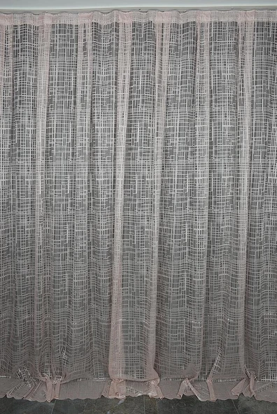 KARELİ MODEL PUDRA RENK TEK KANAT Hazır dikilmiş Pileli Fon Perde 300*260 cm ürün görseli