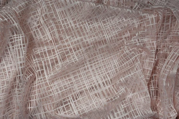 KARELİ MODEL PUDRA RENK TEK KANAT Hazır dikilmiş Pileli Fon Perde 300*260 cm - Resim 8