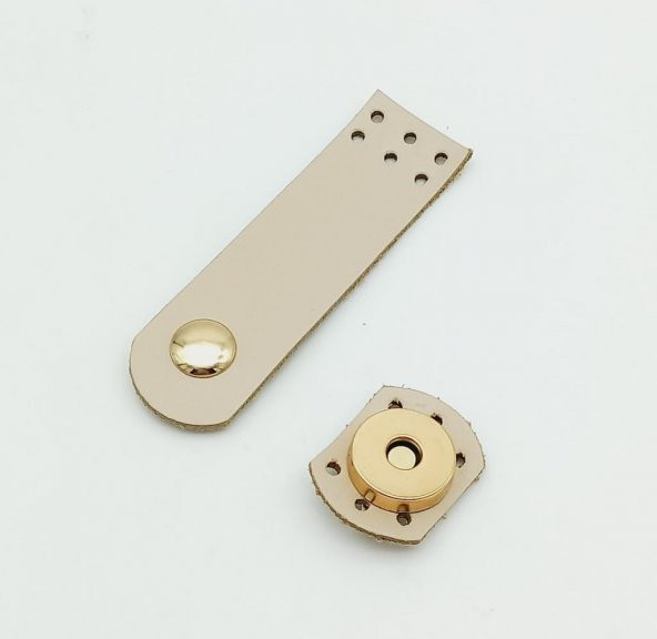 Angel Çanta Aksesuar Gerçek Deri Krem Renk Mini Kapak 8X2,3 Cm Light Gold Metalli