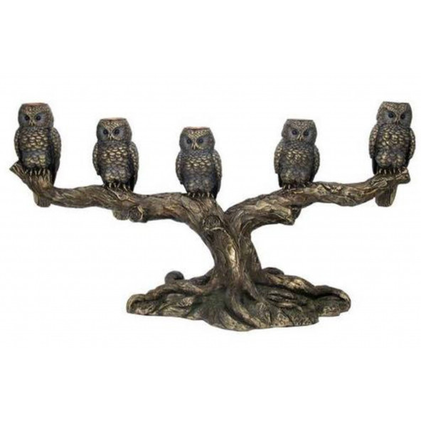 HEDİYELİK › VERONESE BİBLOLAR › Wise Şamdan-5 BAYKUŞLU MUMLUK-42,5*16,5*22,5 CM.