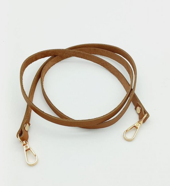 Angel Çanta Aksesuar Gerçek Deri Spagetti Model Taba Light Gold Metal Çanta Sapı ürün görseli 1