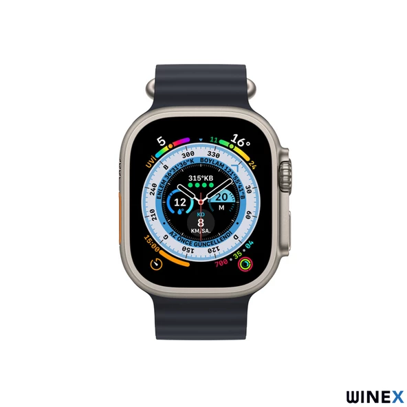 Winex Watch 8 Ultra Max Amoled Ekran Android İos HarmonyOs Uyumlu Üç Kordonlu Akıllı Saat Siyah - 2