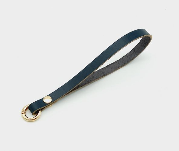 Angel Çanta Aksesuar Gerçek Deri Lacivert Renk Halkalı Elcik Light Gold Metalli ürün görseli 1