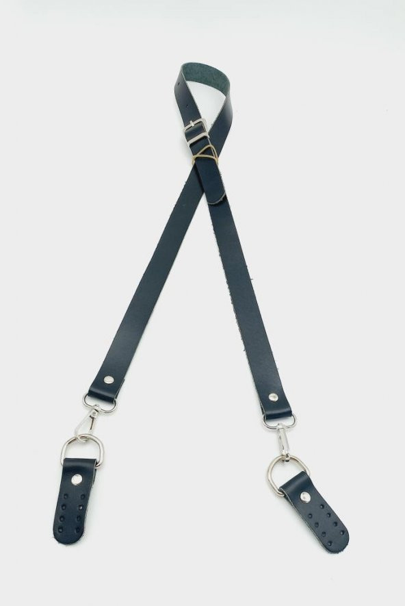 Angel Çanta Aksesuar Gerçek Deri Ayarlı Uzun Sap 2.3X130 Siyah Gümüş Metalli ürün görseli