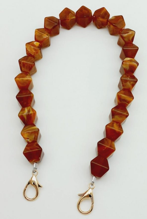 Angel Çanta Aksesuar Akrilik Sekizgen Boncuklu Kehribar Renk 50 Cm Çanta Sapı - 2