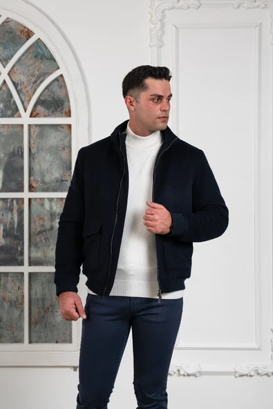 REGULAR FİT YÜNLÜ DİK YAKA ASTARLI İÇİ ELYAFLI KAŞE MONT - 2