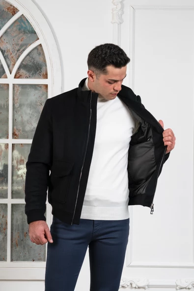 REGULAR FİT YÜNLÜ DİK YAKA ASTARLI İÇİ ELYAFLI KAŞE MONT - 11