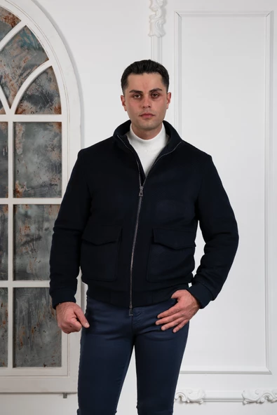 REGULAR FİT YÜNLÜ DİK YAKA ASTARLI İÇİ ELYAFLI KAŞE MONT - 3