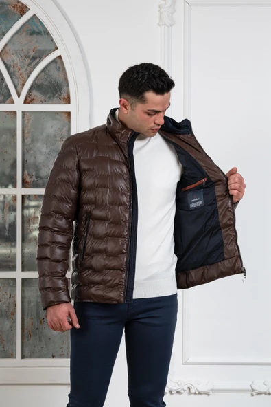 REGULAR FİT DİK YAKA ASTARLI KAPİTONE ERKEK MONT - 3