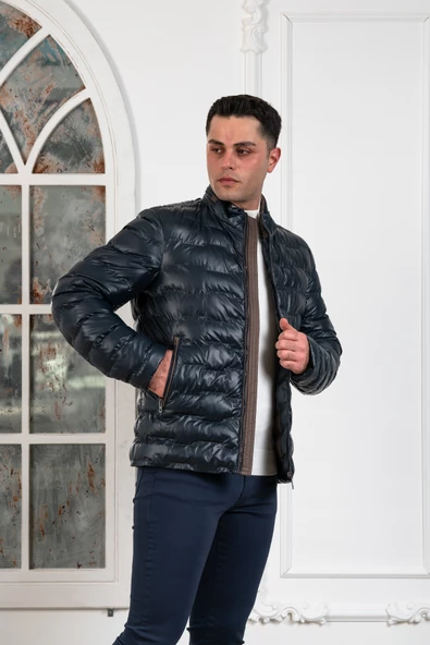 REGULAR FİT DİK YAKA ASTARLI KAPİTONE ERKEK MONT - 6