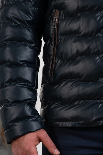 REGULAR FİT DİK YAKA ASTARLI KAPİTONE ERKEK MONT - 11