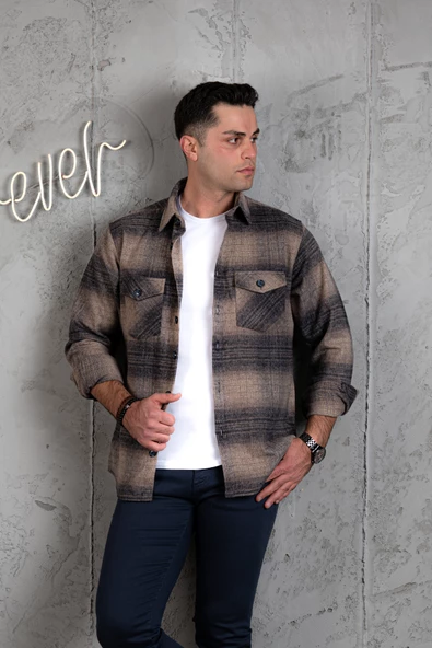 SLİMFİT ÇİFT CEP PAMUKLU KALIN ODUNCU GÖMLEK ürün görseli