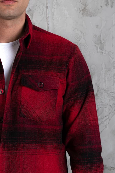 SLİMFİT ÇİFT CEP PAMUKLU KALIN ODUNCU GÖMLEK - Resim 8