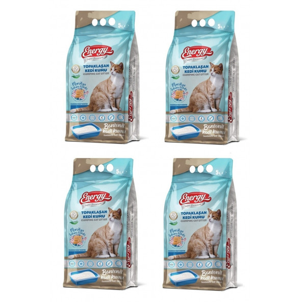 Energy Bentonit Kedi Kumu Marsilya Sabunu Kokulu 5 Lt X 4 Adet 20 Lt ürün görseli