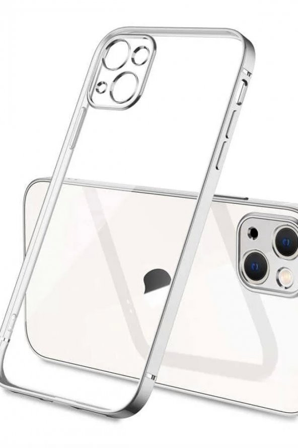 Apple iPhone 13 Kılıf Gbox Silikon Kapak İnce Mat Arka Yüzey Elektroplatin