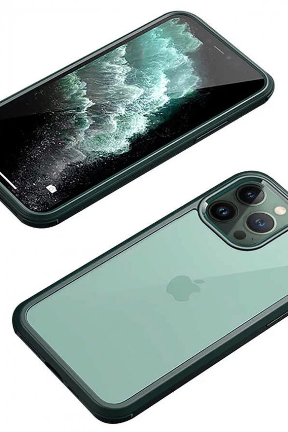 Apple iPhone 13 Pro Kılıf Dor Silikon Temperli Cam Kapak