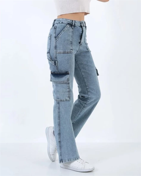 Kargo Cepli Bol Paça Kot pantolon 18894 - 2