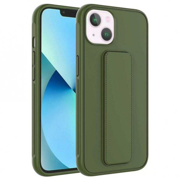 Apple iPhone 13 Kılıf Qstand Katlanır Standlı Silikon Kapak