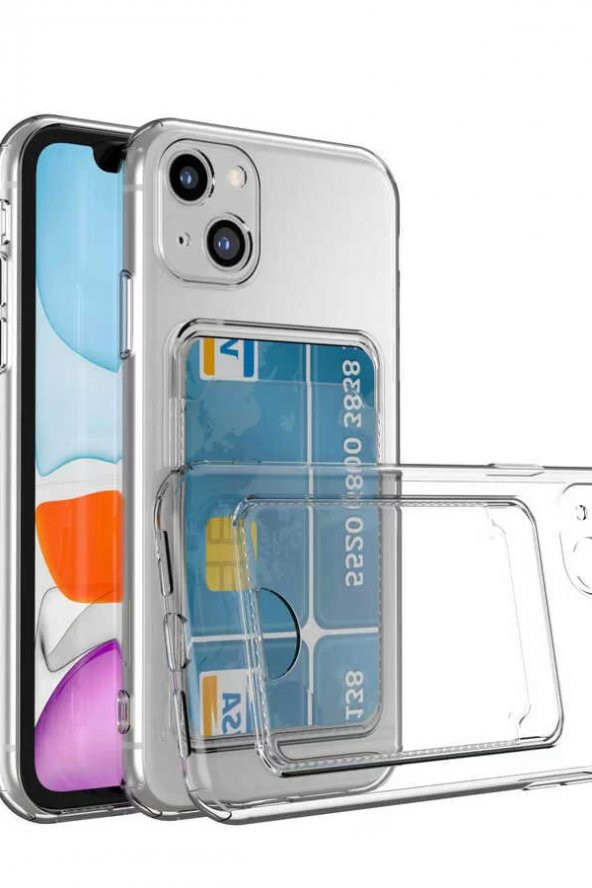 Apple iPhone 13 Kılıf Kartlıklı Şeffaf Setra Clear Silikon Kapak