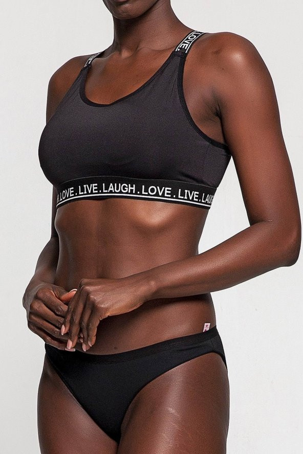 Yazılı Lastikli Fitness Sporcu Büstiyer - 4