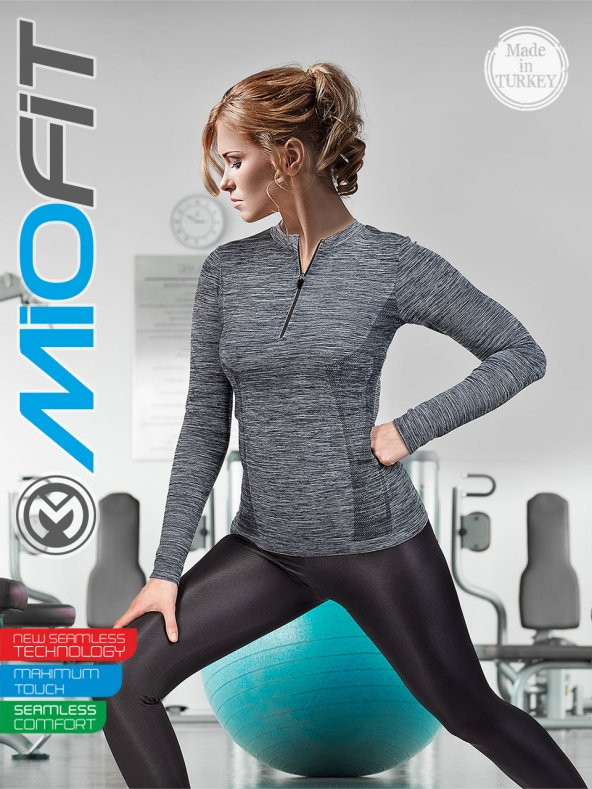 MioFit Kadın Tides Fermuar Yakalı Uzun Kollu Dikişsiz Spor Tişört - 7