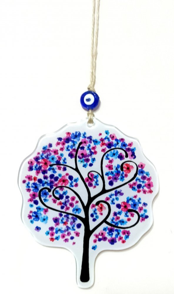 Rengarenk Ağaçlı Füzyon Cam Duvar Dekorasyonu - Resim 2