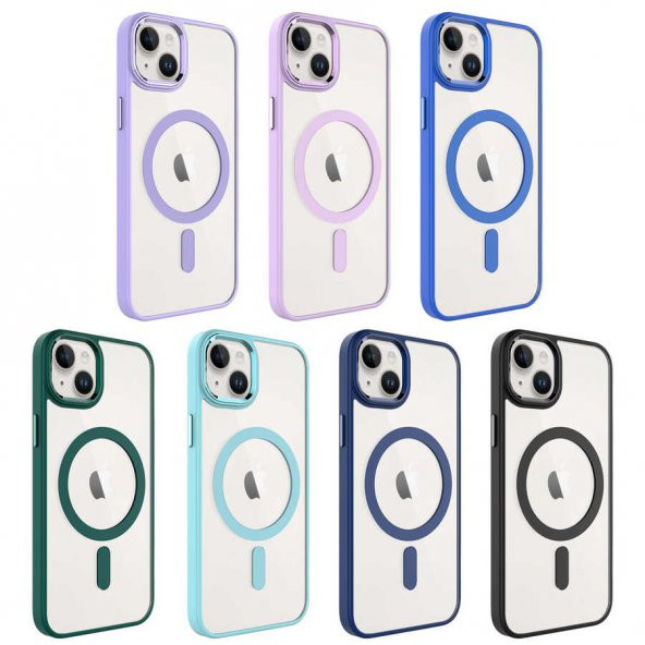 Apple iPhone 14 Plus Kılıf Wireless Şarj Özellikli Zore Krom Magsafe Silikon Kapak - 8