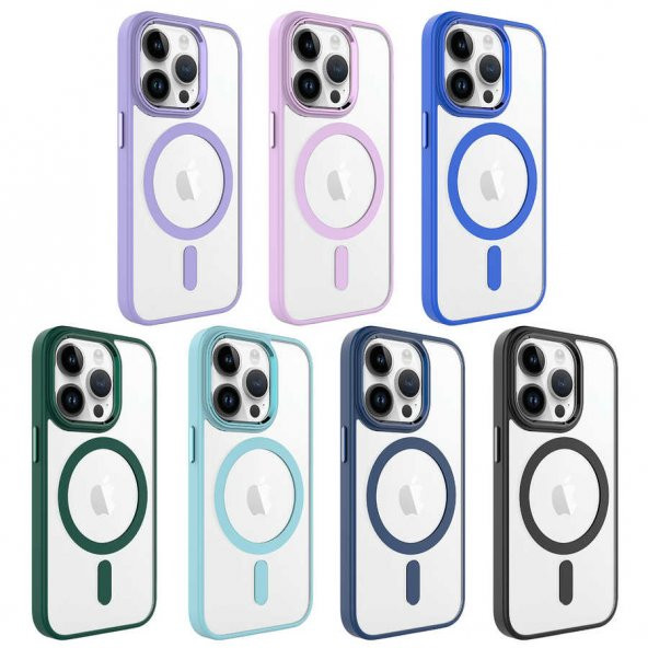 Apple iPhone 14 Pro Kılıf Wireless Şarj Özellikli Zore Krom Magsafe Silikon Kapak - 8