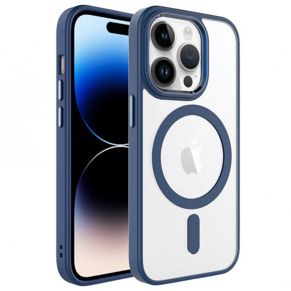Apple iPhone 14 Pro Kılıf Wireless Şarj Özellikli Zore Krom Magsafe Silikon Kapak - 11