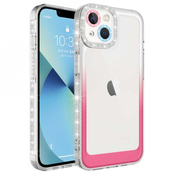 Apple iPhone 14 Kılıf Simli ve Renk Geçiş Tasarımlı Lens Korumalı Zore Park Kapak - 6